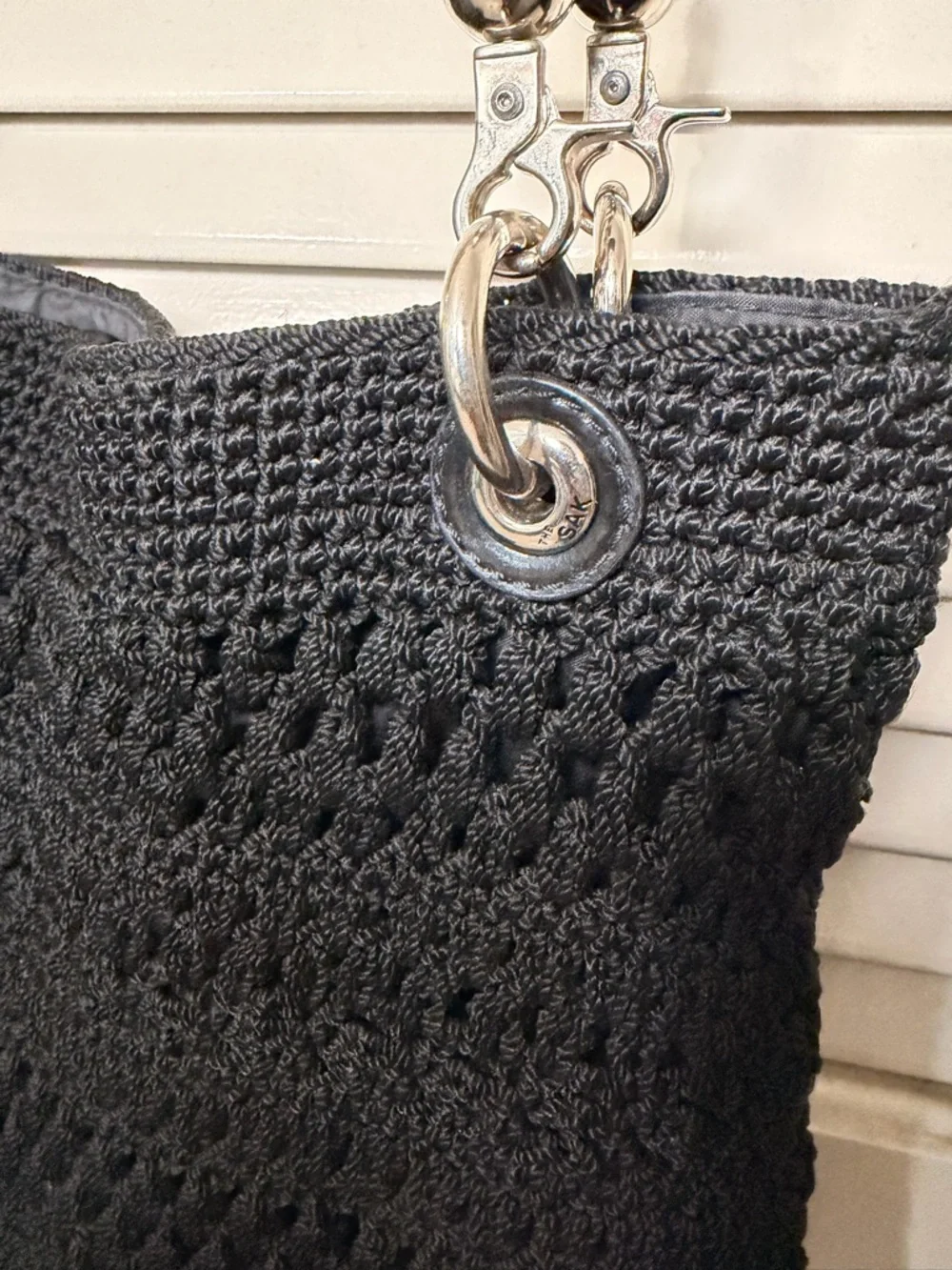 The Sak Crochet Shoulder Bag Black Removeable strap - Picture 3 of 7